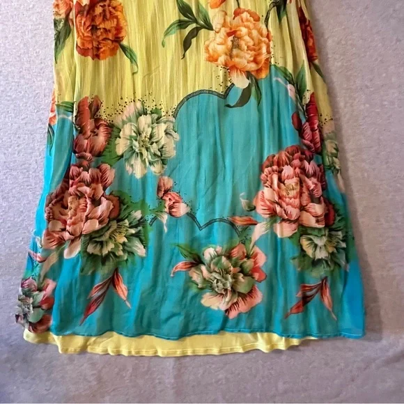 Soft Surroundings Dress Womens Medium Floral Sheath Sleeveless Crinkle Maxi Long - Picture 7 of 11